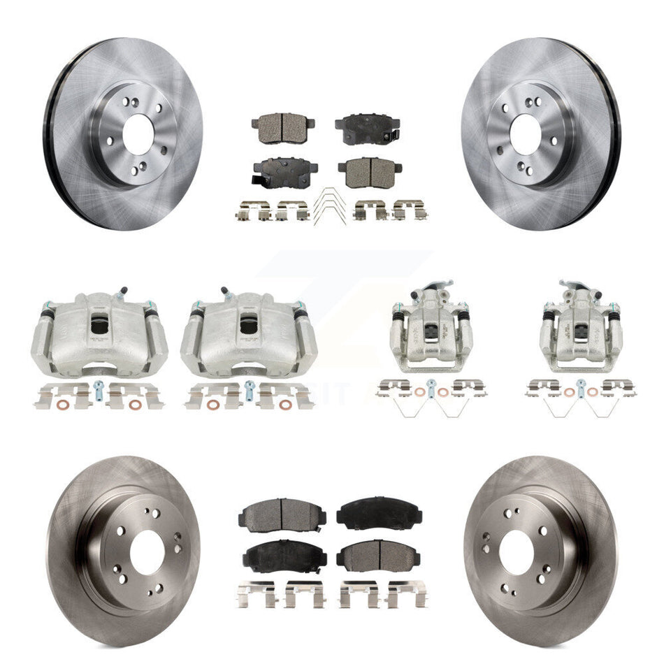 Front Rear Disc Brake Caliper Rotors & Ceramic Pad Kit (10Pc) For Honda Accord Acura TSX KC8-101208T