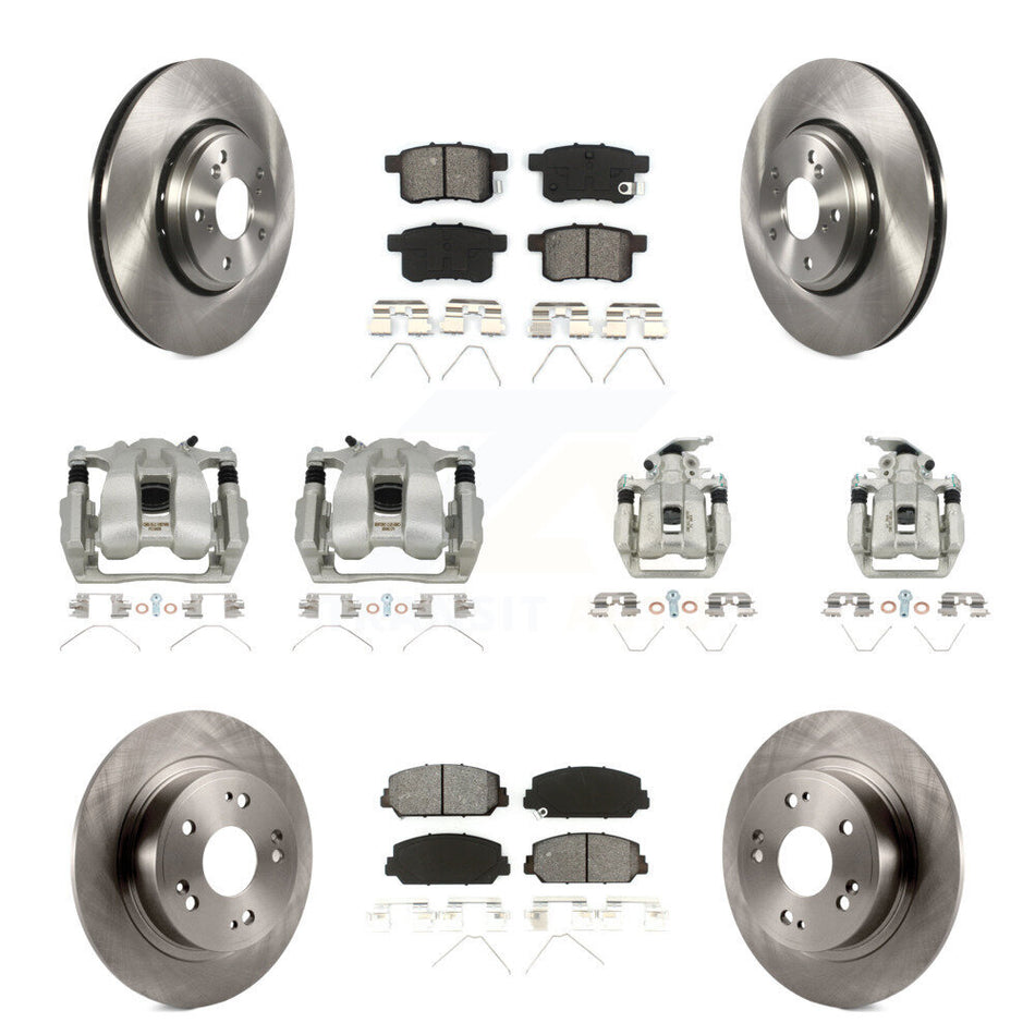 Front Rear Disc Brake Caliper Rotors And Semi-Metallic Pads Kit (10Pc) For Honda Accord KC8-101209S