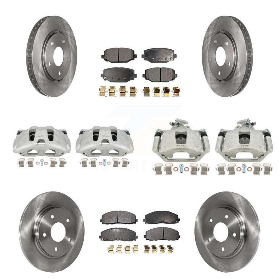 Front Rear Disc Brake Caliper Rotors And Semi-Metallic Pads Kit (10Pc) For 2017-2018 Dodge Grand Caravan With Single Piston KC8-101210P by Transit Auto