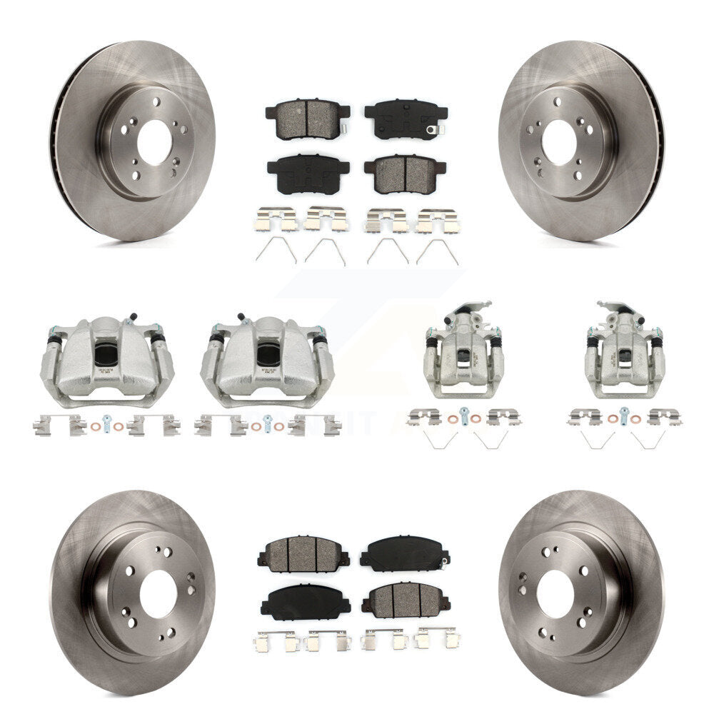 Front Rear Disc Brake Caliper Rotors And Semi-Metallic Pads Kit (10Pc) For Honda Accord KC8-101210S