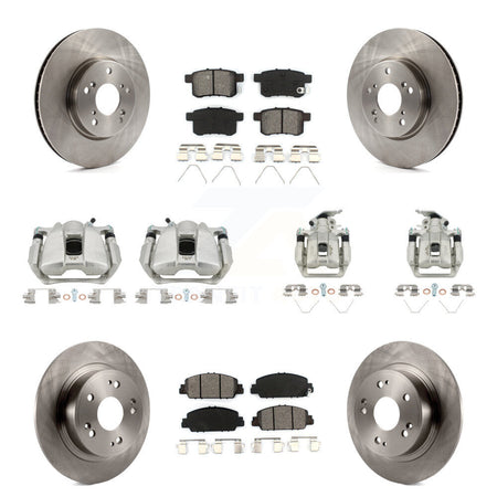 Front Rear Disc Brake Caliper Rotors And Semi-Metallic Pads Kit (10Pc) For Honda Accord KC8-101210S