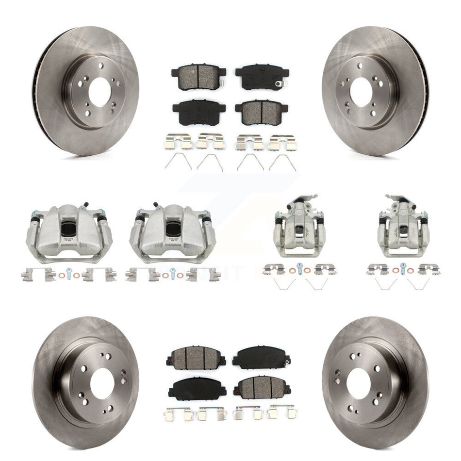 Front Rear Disc Brake Caliper Rotors And Semi-Metallic Pads Kit (10Pc) For Honda Accord KC8-101210S