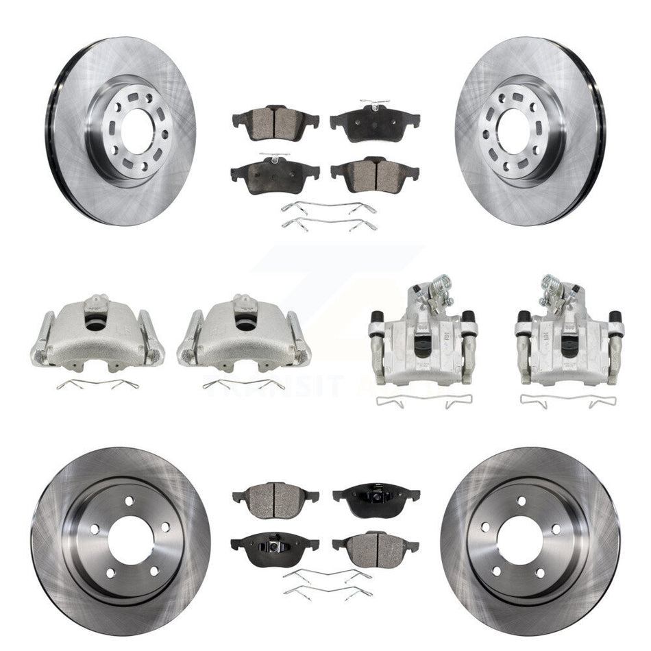 Front Rear Disc Brake Caliper Rotors And Ceramic Pads Kit (10Pc) For Mazda 3 Sport KC8-101210T
