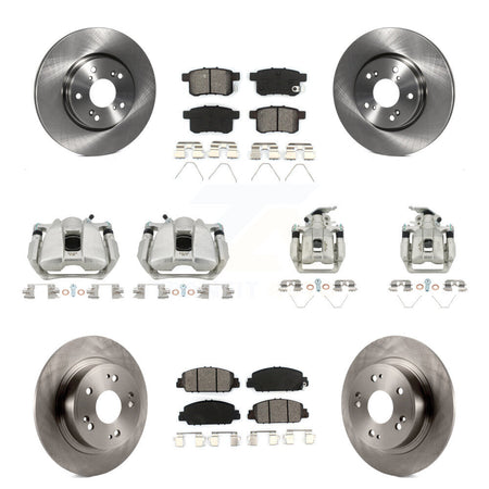 Front Rear Disc Brake Caliper Rotors And Semi-Metallic Pads Kit (10Pc) For Honda Accord KC8-101211S