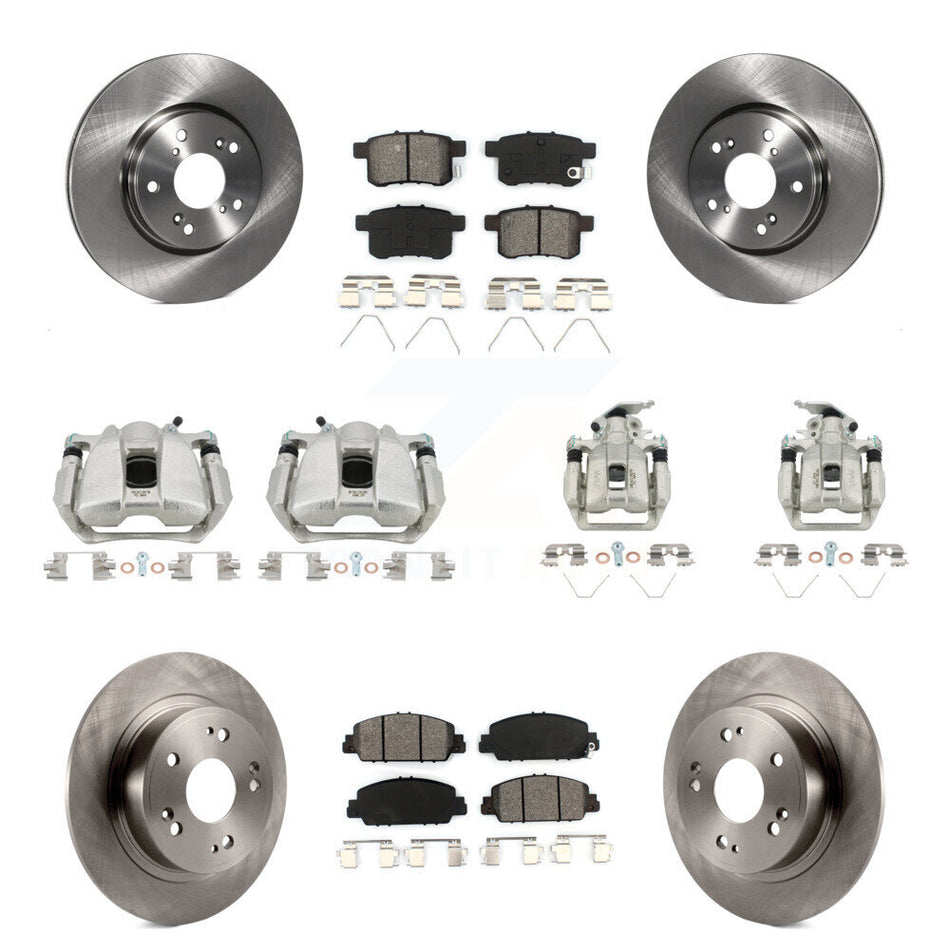 Front Rear Disc Brake Caliper Rotors And Semi-Metallic Pads Kit (10Pc) For Honda Accord KC8-101211S
