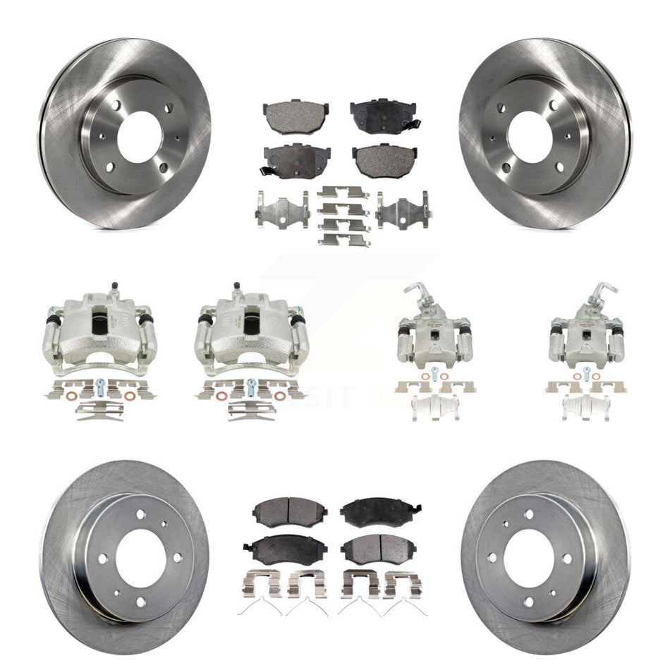 Front Rear Disc Brake Caliper Rotors And Ceramic Pads Kit (10Pc) For 2002 Hyundai Elantra rear brakes To 10 31 01 KC8-101212T
