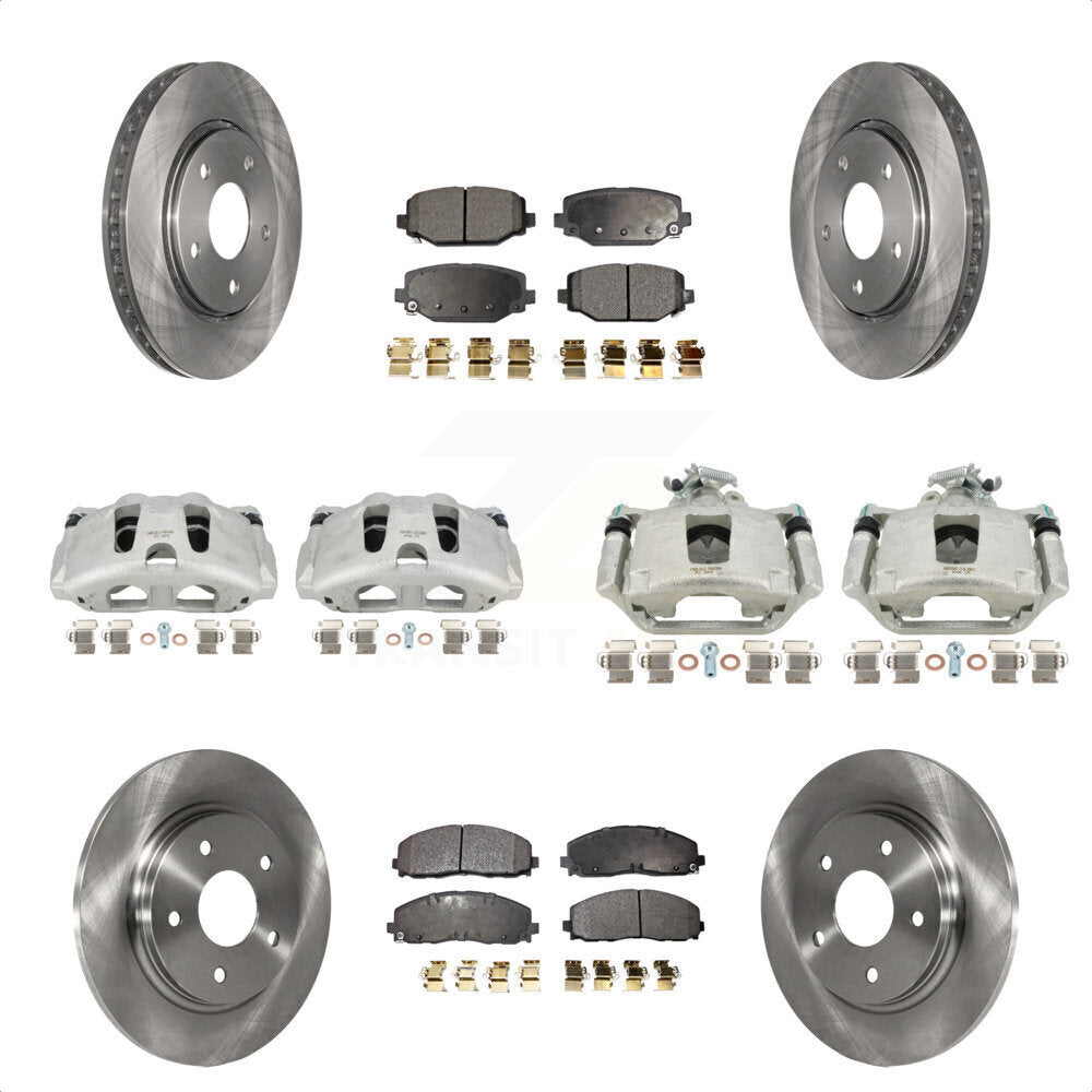 Front Rear Disc Brake Caliper Rotors And Ceramic Pads Kit (10Pc) For 2017-2018 Dodge Grand Caravan With Single Piston KC8-101213T by Transit Auto