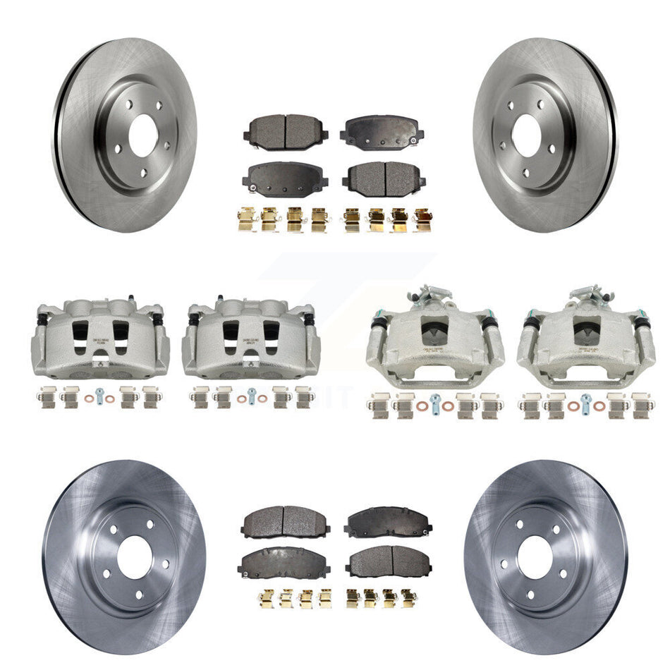 Front Rear Disc Brake Caliper Rotors And Ceramic Pads Kit (10Pc) For Dodge Grand Caravan KC8-101214T