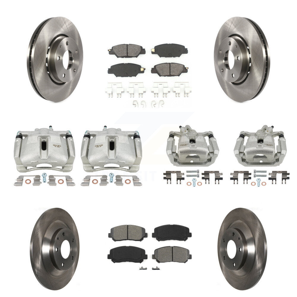 Front Rear Disc Brake Caliper Rotors And Semi-Metallic Pads Kit (10Pc) For Mazda CX-5 KC8-101215S
