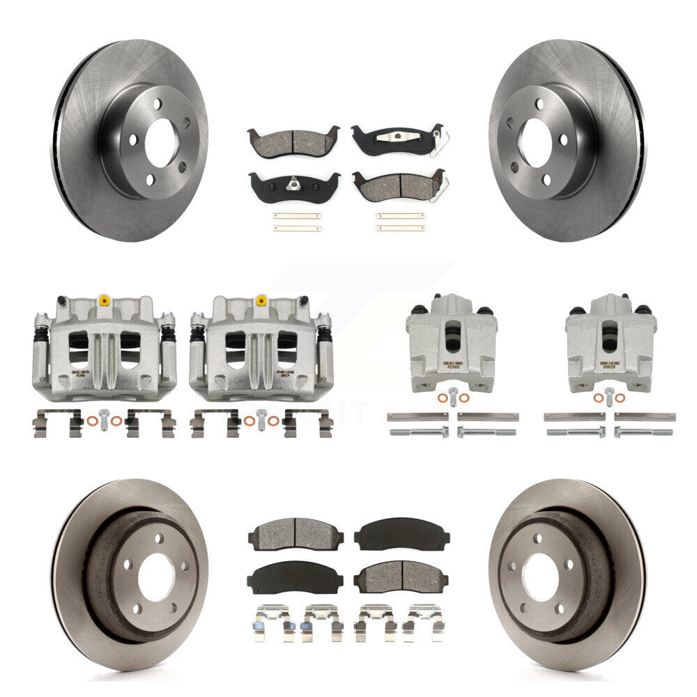Front Rear Brake Caliper Rotors & Semi-Metallic Pad Kit (10Pc) For 10-11 Ford Ranger 4WD KC8-101217S