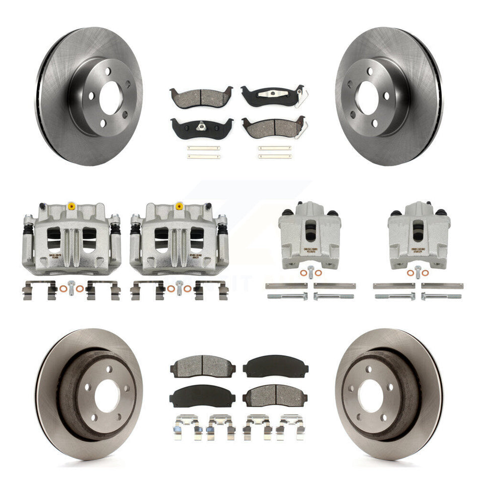 Front Rear Brake Caliper Rotors & Semi-Metallic Pad Kit (10Pc) For 10-11 Ford Ranger 4WD KC8-101217S