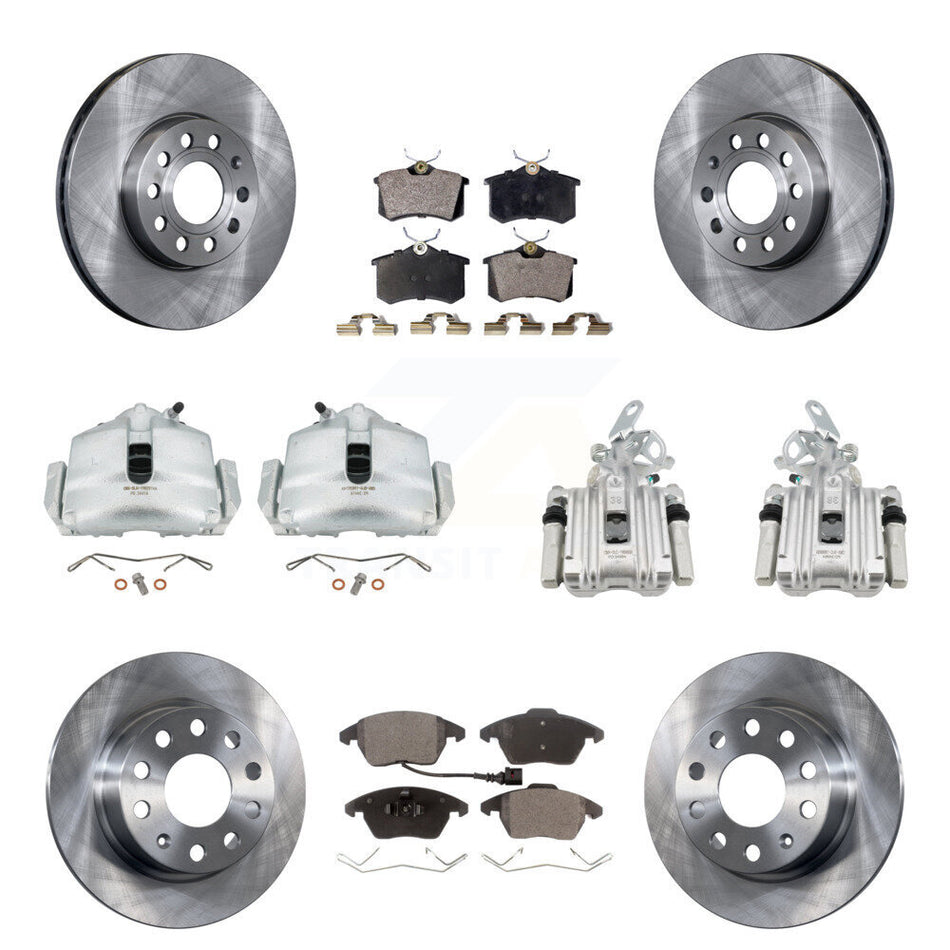 Front Rear Disc Brake Caliper Rotors And Ceramic Pads Kit (10Pc) For Volkswagen Beetle KC8-101217T