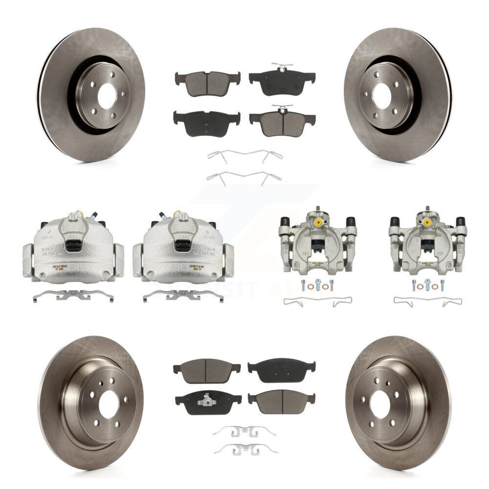 Front Rear Disc Brake Caliper Rotors And Ceramic Pads Kit (10Pc) For Lincoln MKC KC8-101218C