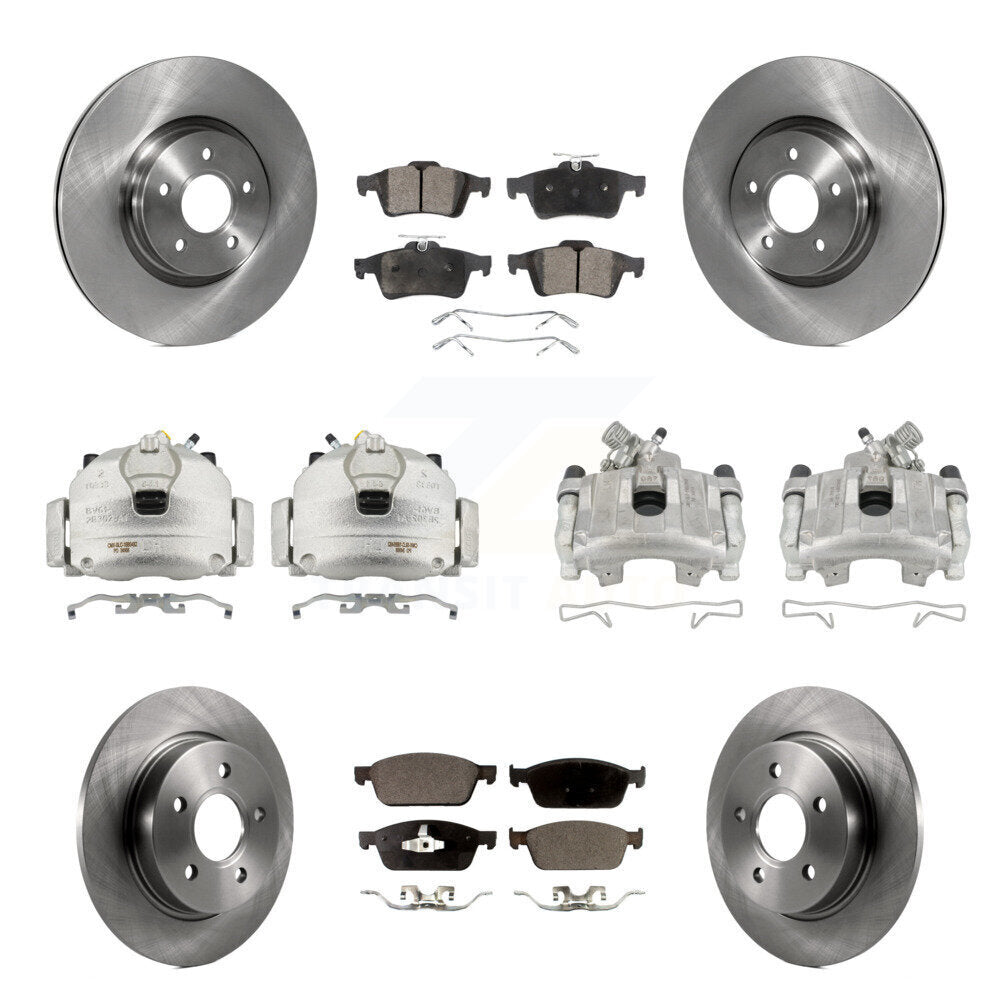 Front Rear Brake Caliper Rotors Semi-Metallic Pad Kit (10Pc) For 2013-2018 Ford Focus ST KC8-101220P