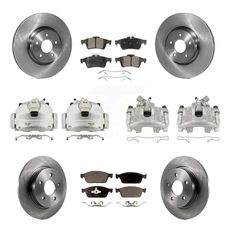 Front Rear Brake Caliper Rotors Semi-Metallic Pad Kit (10Pc) For 2013-2018 Ford Focus ST KC8-101220P