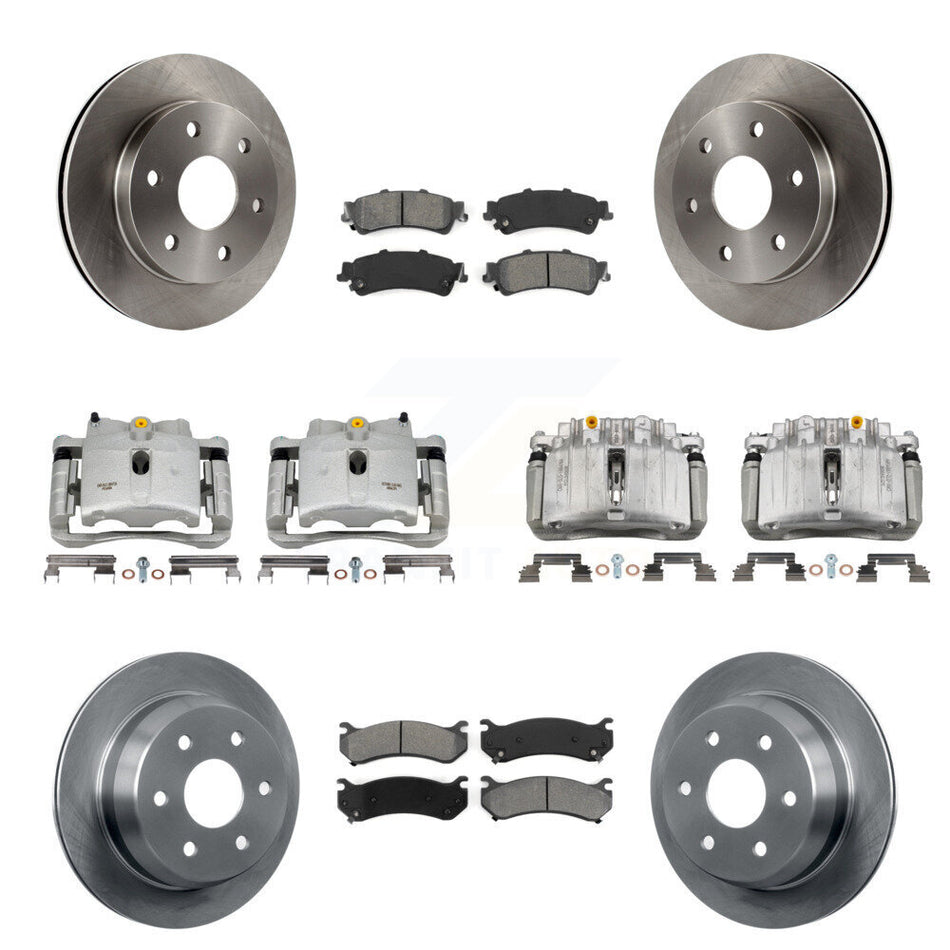Front Rear Brake Caliper Rotor Semi-Metallic Pad Kit (10Pc) For Chevrolet Silverado 1500 KC8-101220S