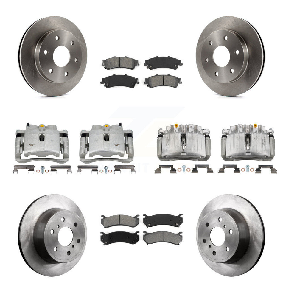 Front Rear Brake Caliper Rotors Semi-Metallic Pad Kit (10Pc) For GMC Sierra 1500 Classic KC8-101221S