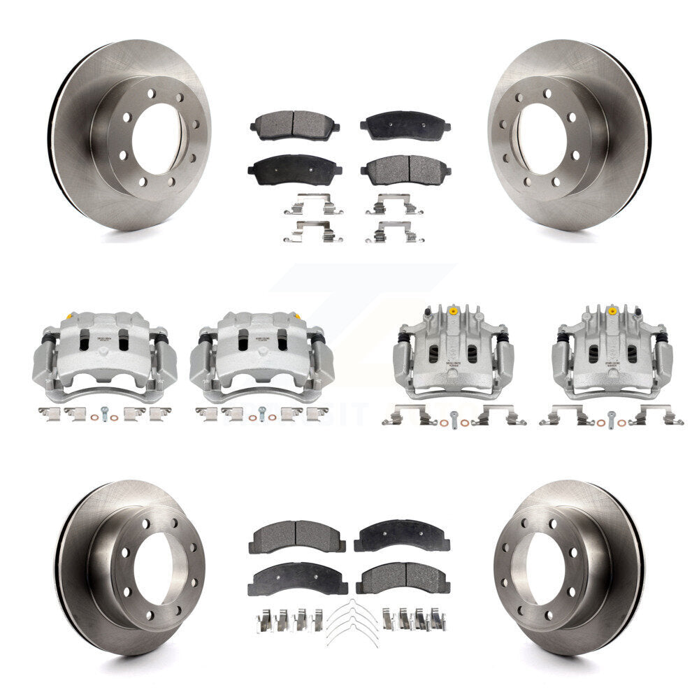 Front Rear Brake Caliper Rotors & Semi-Metallic Pad Kit (10Pc) For Ford F-250 Super Duty KC8-101222P