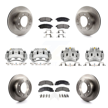 Front Rear Brake Caliper Rotors & Semi-Metallic Pad Kit (10Pc) For Ford F-250 Super Duty KC8-101222P