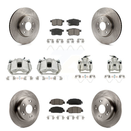 Front Rear Disc Brake Caliper Rotors And Ceramic Pads Kit (10Pc) For Honda Accord KC8-101224C
