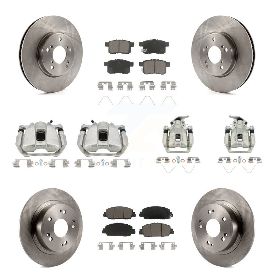 Front Rear Disc Brake Caliper Rotors And Ceramic Pads Kit (10Pc) For Honda Accord KC8-101224C