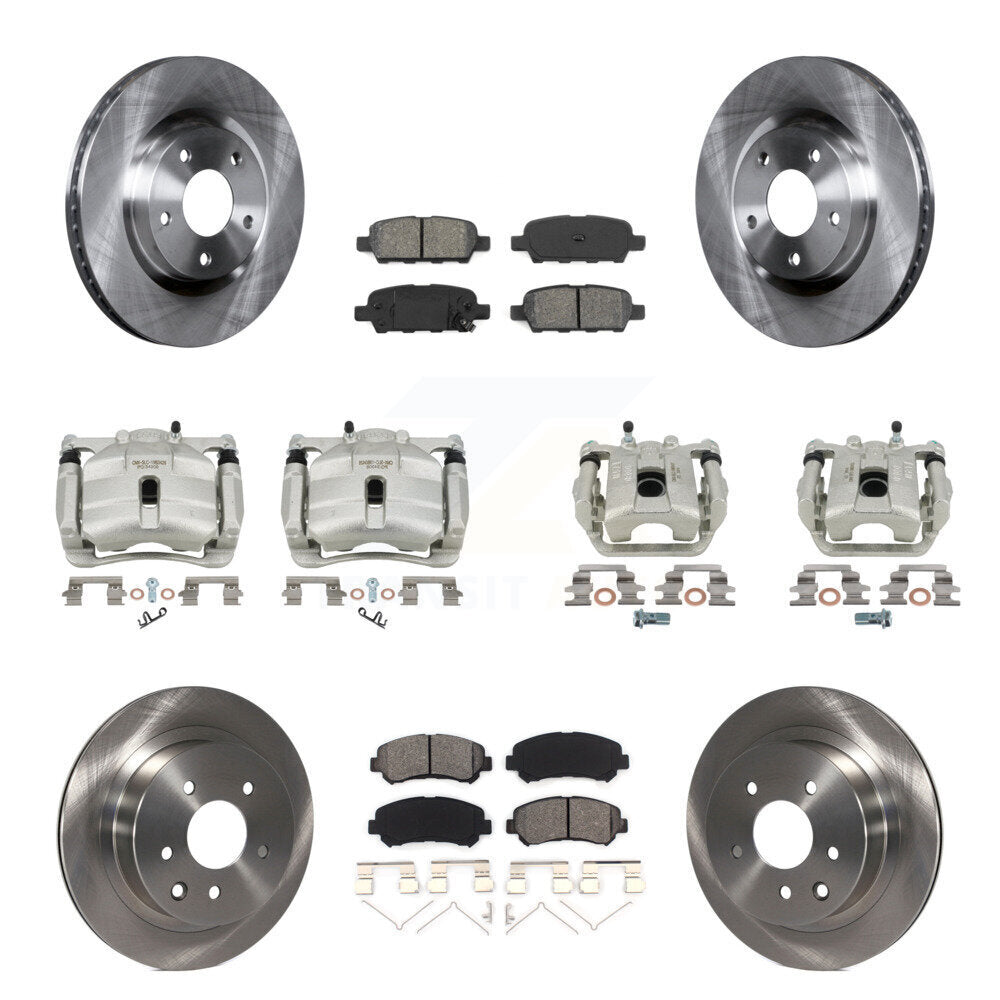 Front Rear Disc Brake Caliper Rotor Semi-Metallic Pad Kit (10Pc) For Nissan Rogue Select KC8-101224S