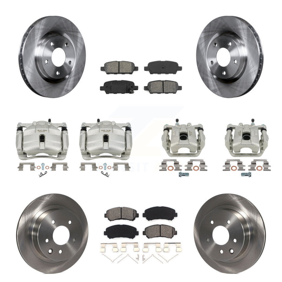 Front Rear Disc Brake Caliper Rotor Semi-Metallic Pad Kit (10Pc) For Nissan Rogue Select KC8-101224S
