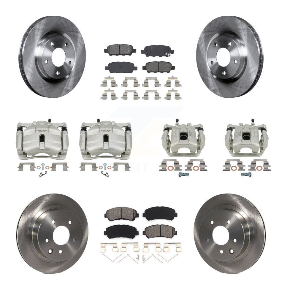 Front Rear Disc Brake Caliper Rotor Semi-Metallic Pad Kit (10Pc) For Nissan Rogue Select KC8-101224S
