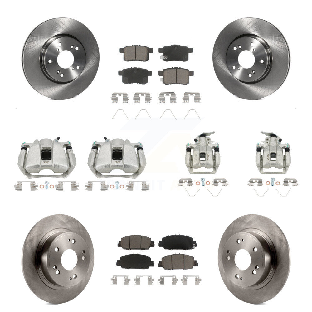 Front Rear Disc Brake Caliper Rotors And Ceramic Pads Kit (10Pc) For Honda Accord KC8-101225C