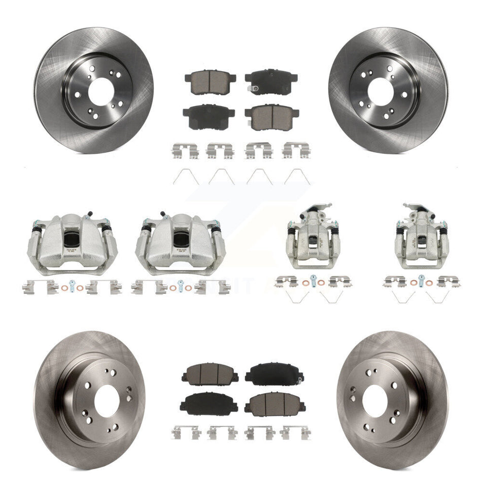 Front Rear Disc Brake Caliper Rotors And Ceramic Pads Kit (10Pc) For Honda Accord KC8-101225C