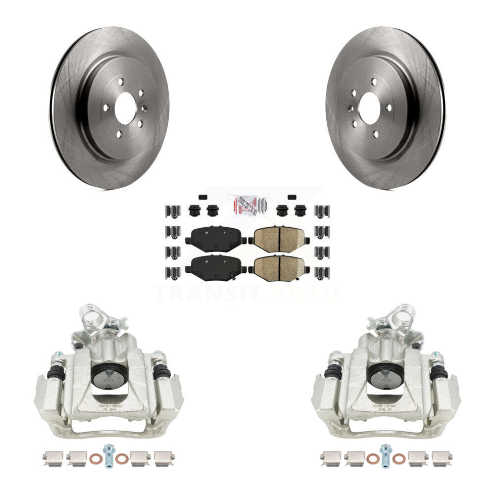 Rear Disc Brake Caliper Rotors And Semi-Metallic Pads Kit For 2015 Ford Explorer Limited Sport XLT Without Heavy Duty Brakes KC8-101228N by Transit Auto