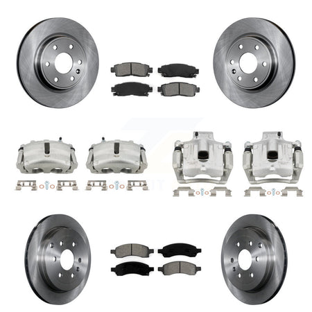 Front Rear Brake Caliper Rotor Semi-Metallic Pad Kit (10Pc) For GMC Acadia Buick Enclave KC8-101228S