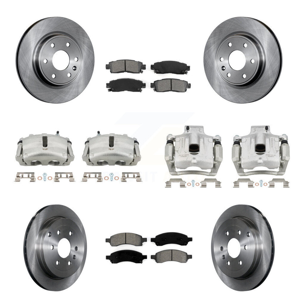 Front Rear Brake Caliper Rotor Semi-Metallic Pad Kit (10Pc) For GMC Acadia Buick Enclave KC8-101228S