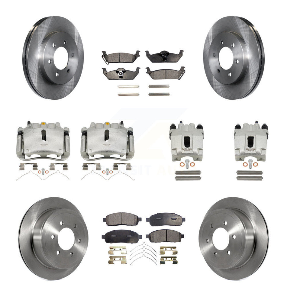Front Rear Disc Brake Caliper Rotors And Ceramic Pads Kit (10Pc) For Ford F-150 Lincoln Mark LT 4WD KC8-101228T