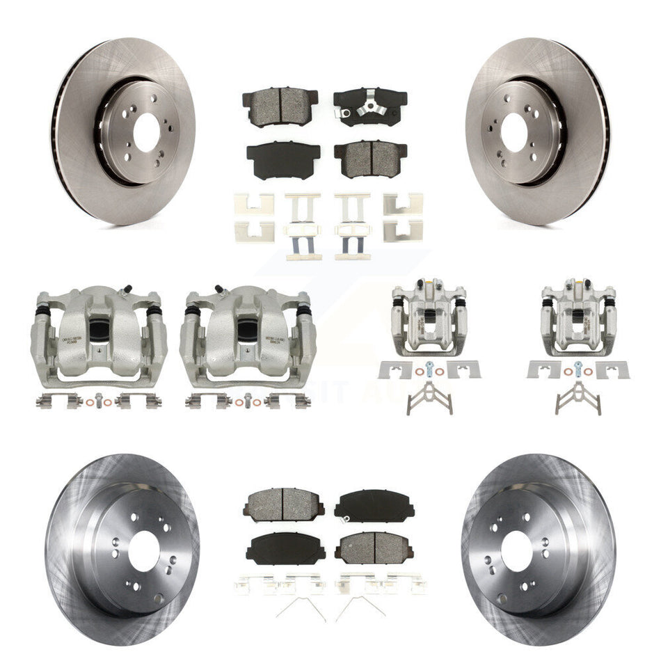 Front Rear Disc Brake Caliper Rotor Semi-Metallic Pad Kit (10Pc) For 2016-2018 Acura RDX KC8-101229S