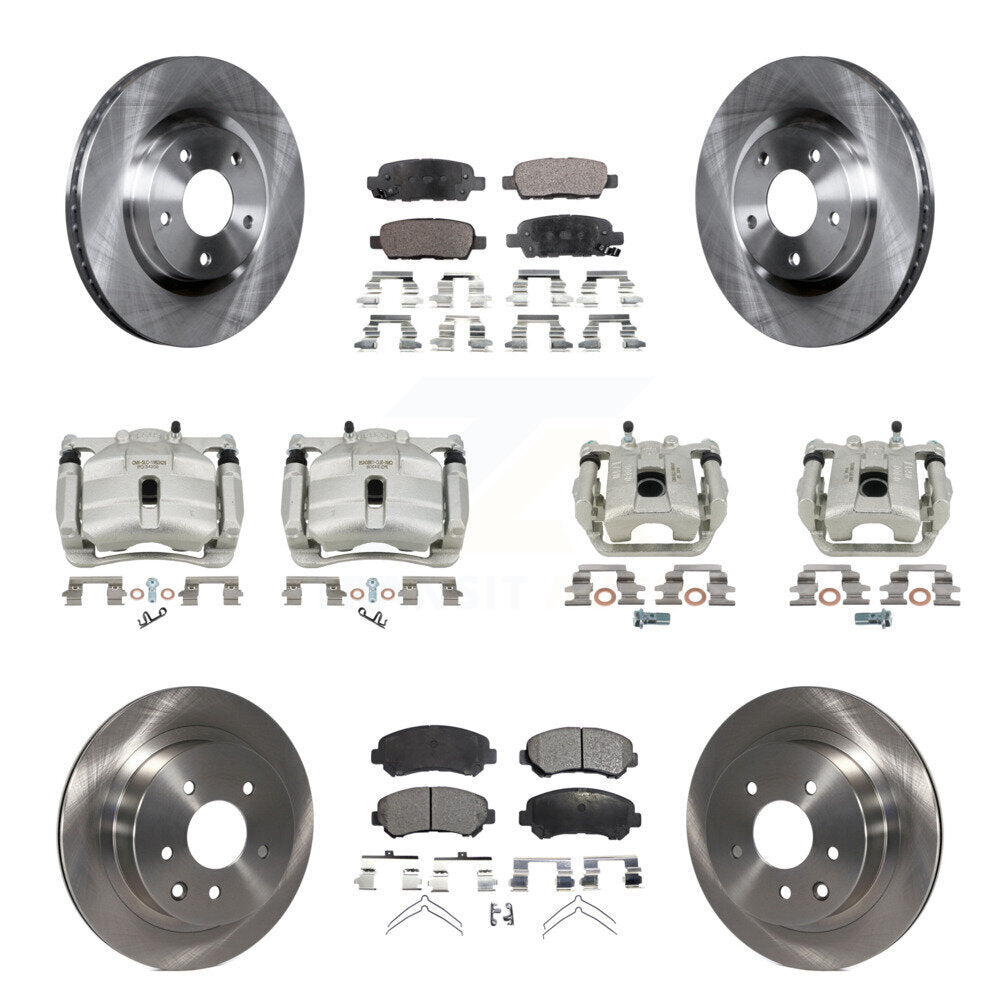 Front Rear Disc Brake Caliper Rotor Semi-Metallic Pad Kit (10Pc) For Nissan Rogue Select KC8-101231P