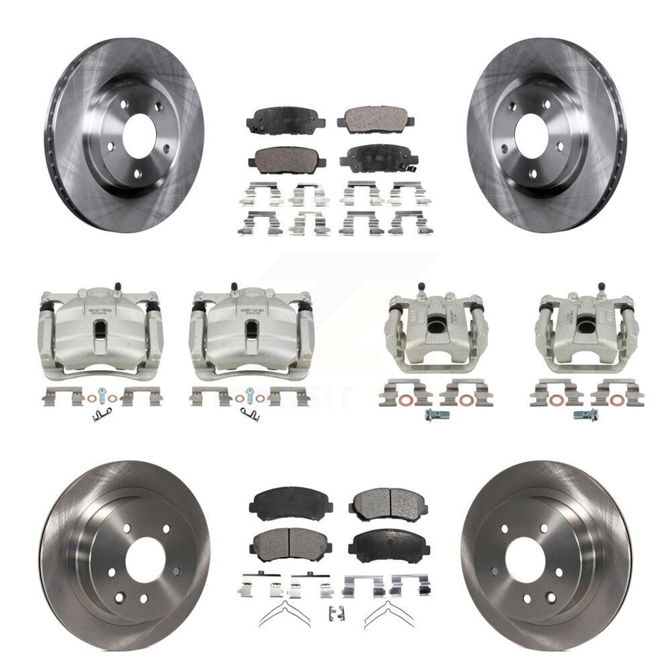 Front Rear Disc Brake Caliper Rotor Semi-Metallic Pad Kit (10Pc) For Nissan Rogue Select KC8-101231P