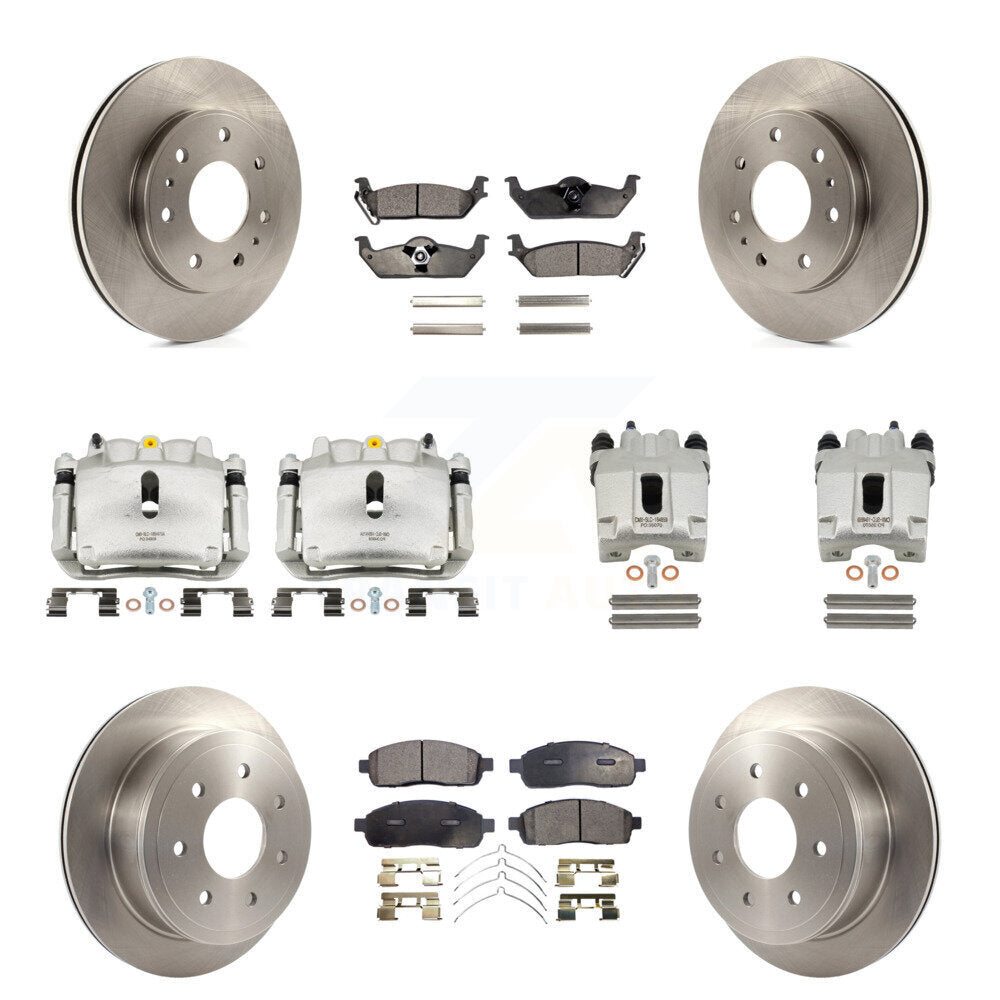 Front Rear Brake Caliper Rotor & Ceramic Pad Kit (10Pc) For Ford F-150 With 7 Lug Wheels KC8-101233T