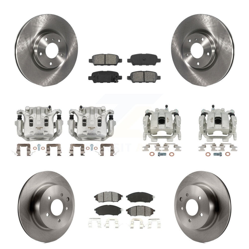 Front Rear Brake Caliper Rotors Semi-Metallic Pad Kit (10Pc) For 2008-2012 INFINITI EX35 KC8-101234S