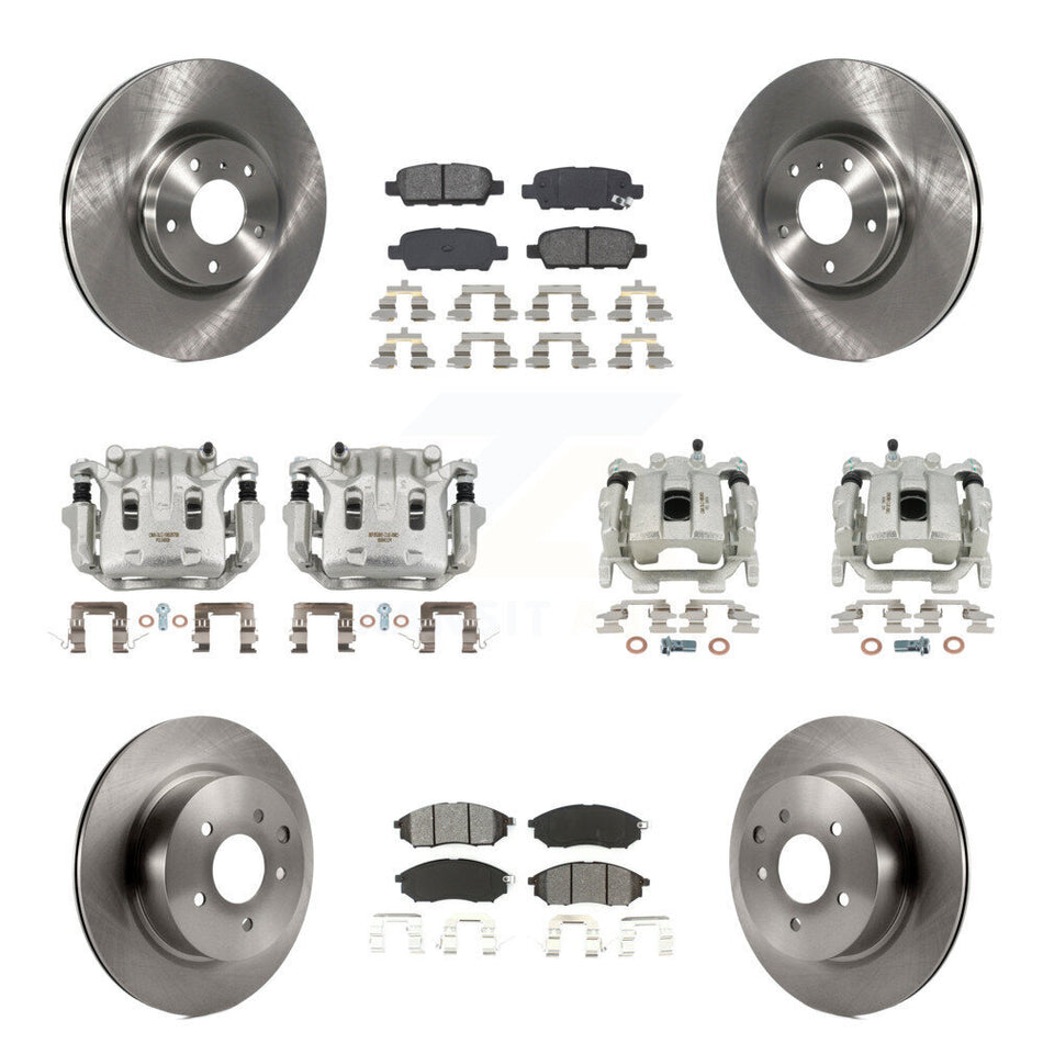 Front Rear Brake Caliper Rotors Semi-Metallic Pad Kit (10Pc) For 2008-2012 INFINITI EX35 KC8-101234S