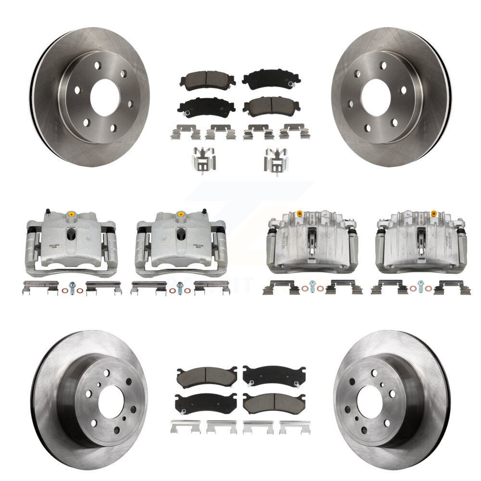 Front Rear Disc Brake Caliper Rotor & Ceramic Pad Kit (10Pc) For GMC Sierra 1500 Classic KC8-101235C