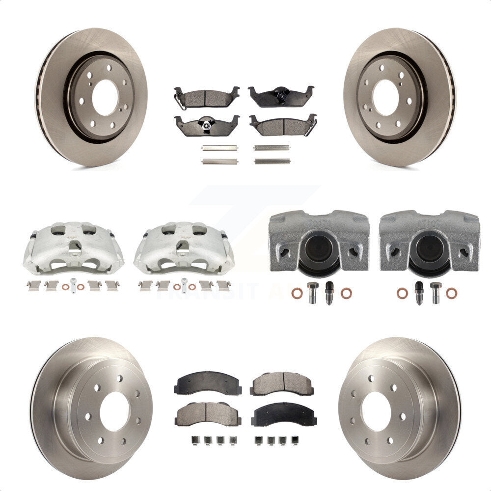 Front Rear Disc Brake Caliper Rotors And Ceramic Pads Kit (10Pc) For 2010-2011 Ford F-150 With 7 Lug Wheels KC8-101235T by Transit Auto