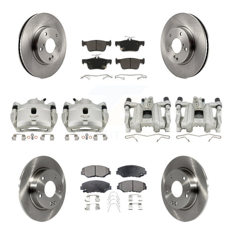 Front Rear Disc Brake Caliper Rotors And Semi-Metallic Pads Kit (10Pc) For Honda Civic KC8-101236P