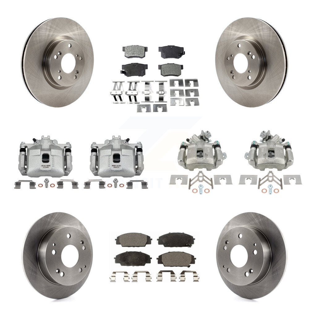 Front Rear Brake Caliper Rotor & Semi-Metallic Pad Kit (10Pc) For 02-06 Acura RSX Type-S KC8-101237P