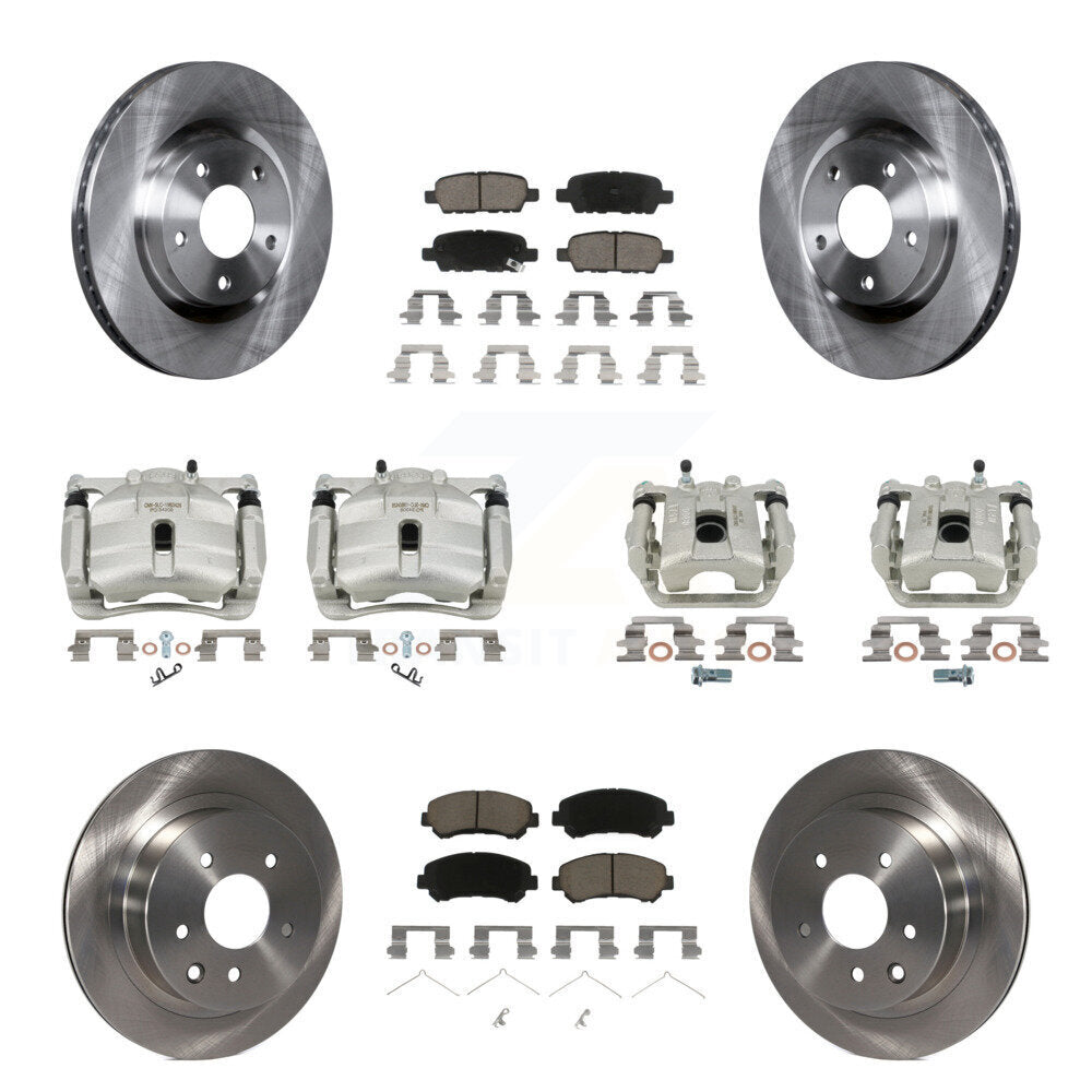 Front Rear Disc Brake Caliper Rotors And Ceramic Pads Kit (10Pc) For Nissan Rogue Select KC8-101238C