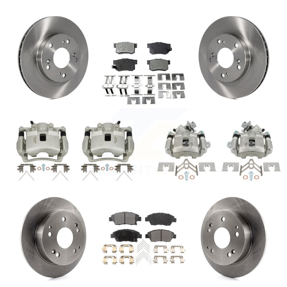 Front Rear Brake Caliper Rotors & Semi-Metallic Pad Kit (10Pc) For Honda Civic Acura RSX KC8-101238P