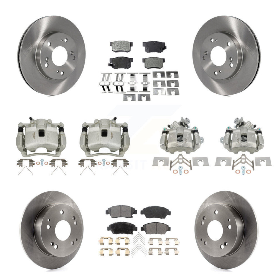 Front Rear Brake Caliper Rotors & Semi-Metallic Pad Kit (10Pc) For Honda Civic Acura RSX KC8-101238P