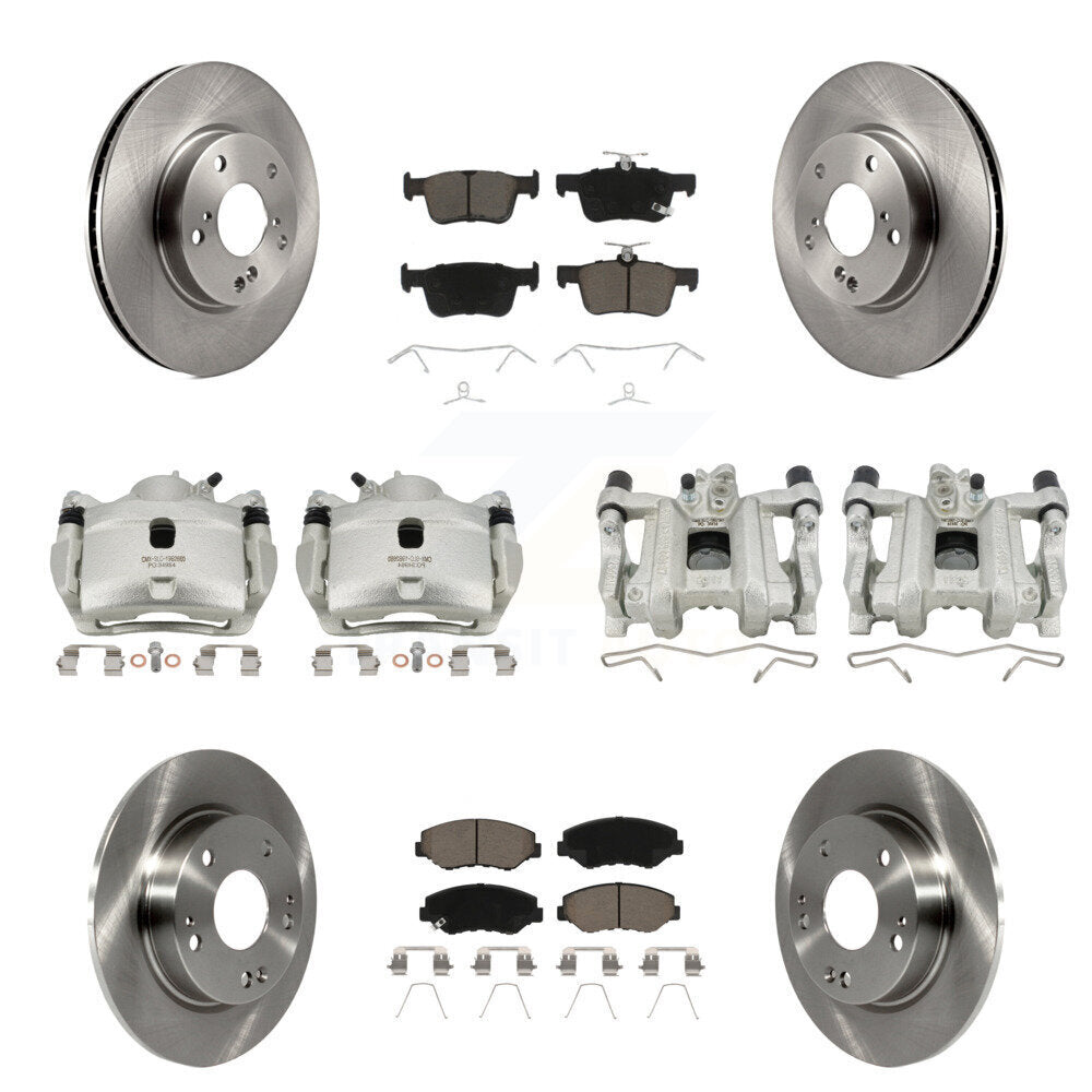 Front Rear Disc Brake Caliper Rotors And Ceramic Pads Kit (10Pc) For Honda Civic KC8-101239C