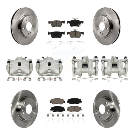 Front Rear Disc Brake Caliper Rotors And Ceramic Pads Kit (10Pc) For Honda Civic KC8-101239C