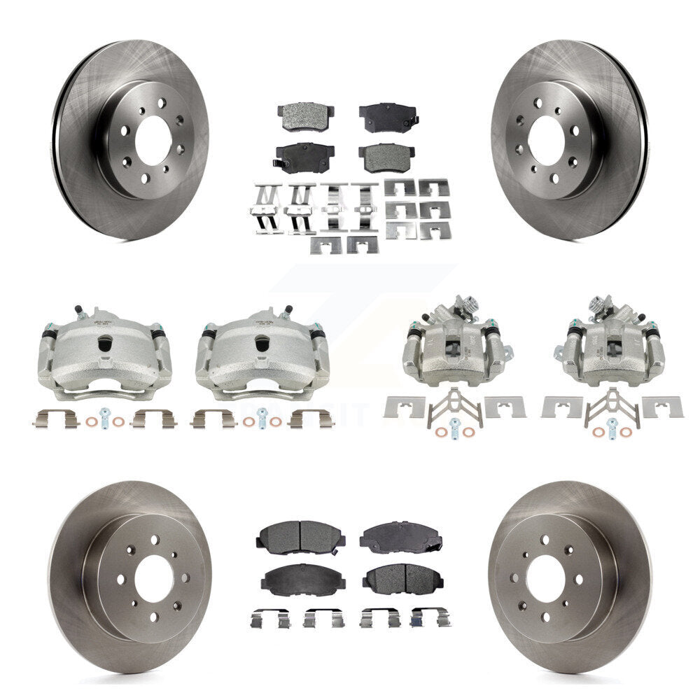 Front Rear Disc Brake Caliper Rotors And Semi-Metallic Pads Kit (10Pc) For Honda Civic KC8-101239P